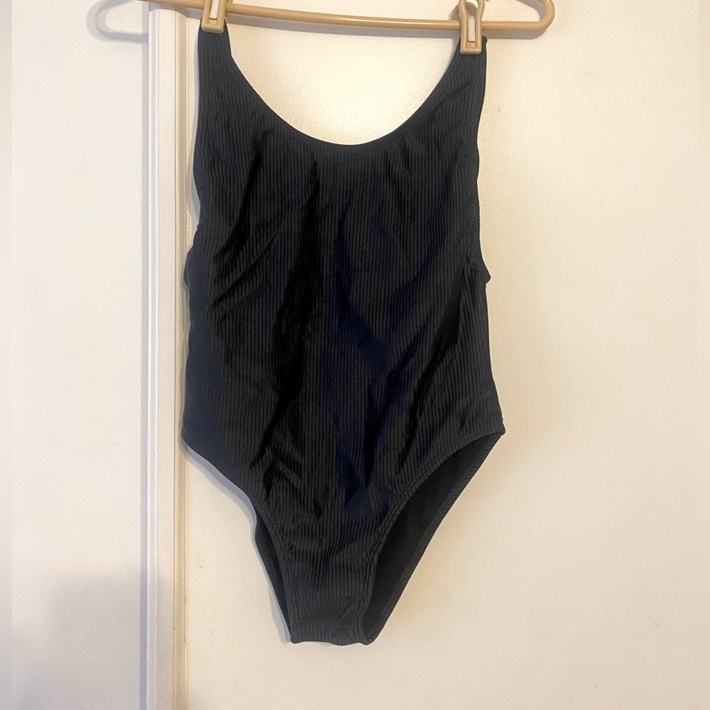Black ribbed one piece